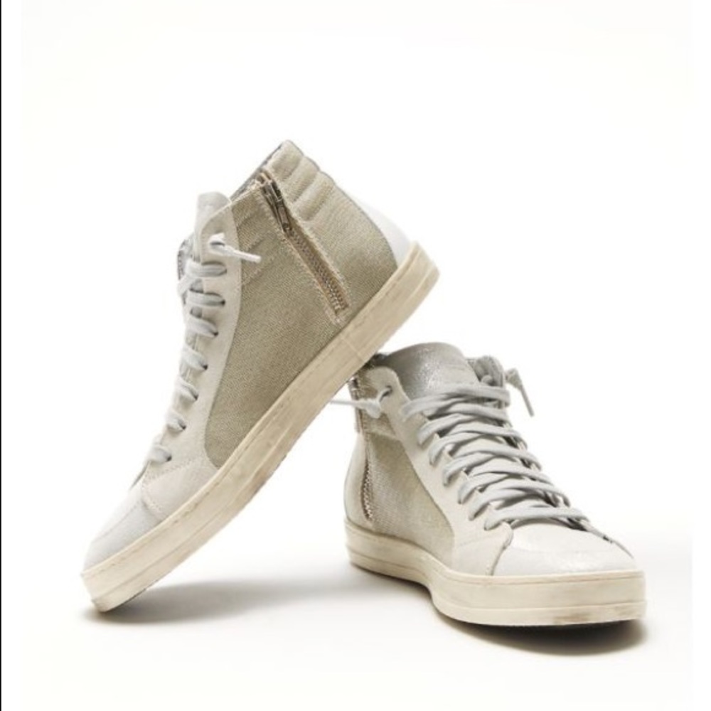 P448 Hightop Sneaker: BRAND NEW - like golden goose. GRAY/NATURAL/KHAKI